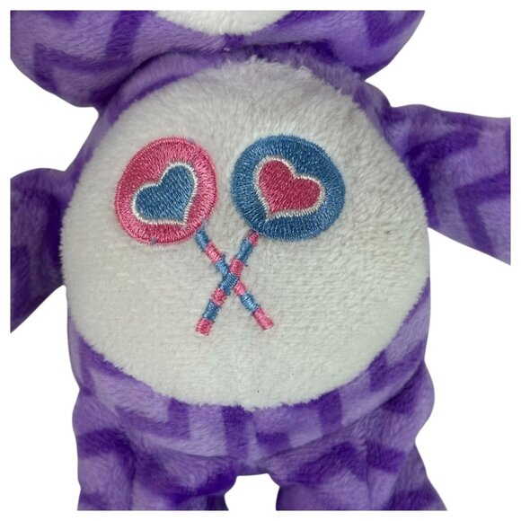 Care Bears Share Bear Purple Chevron Plush Toy 2016 Edition Embroidered Lollipop - Picture 3 of 11